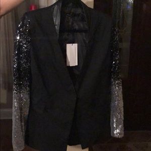 Black Blazer with Sparkled Sleeves